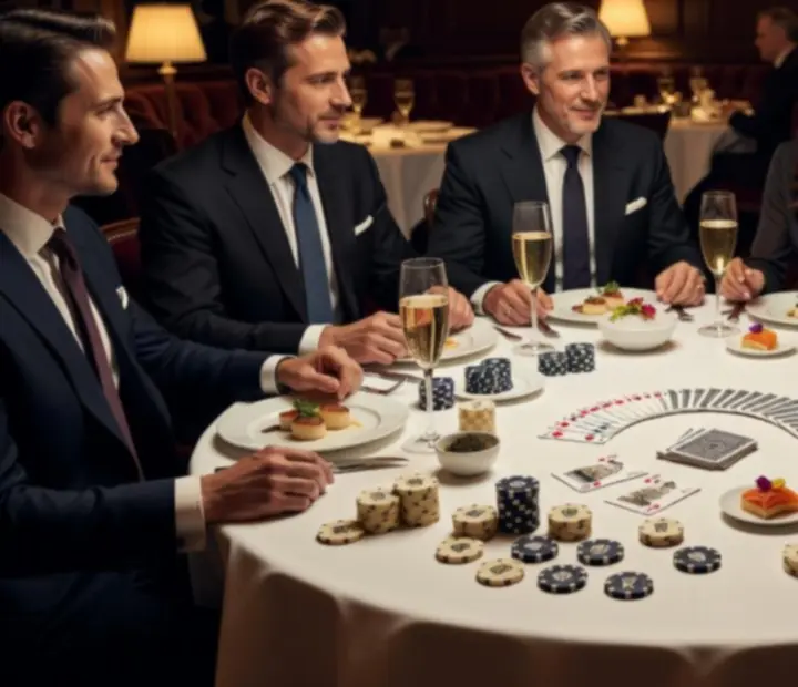 Table de poker installée dans le restaurant Lieuavenir avec cocktails et décor raffiné.